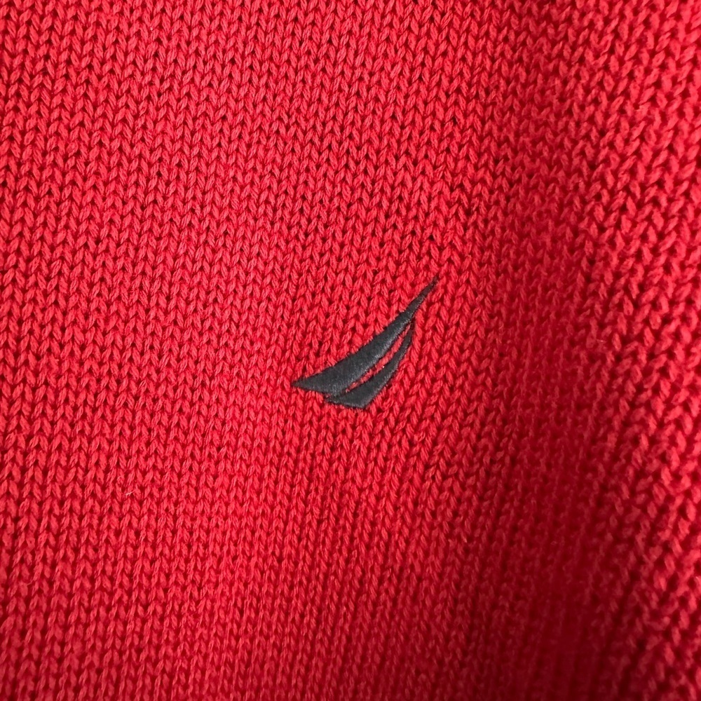 Vintage 00s Nautica Red‎ Navy Colorblock Knit Sweater Classic Nautical Preppy XL - Picture 2 of 5